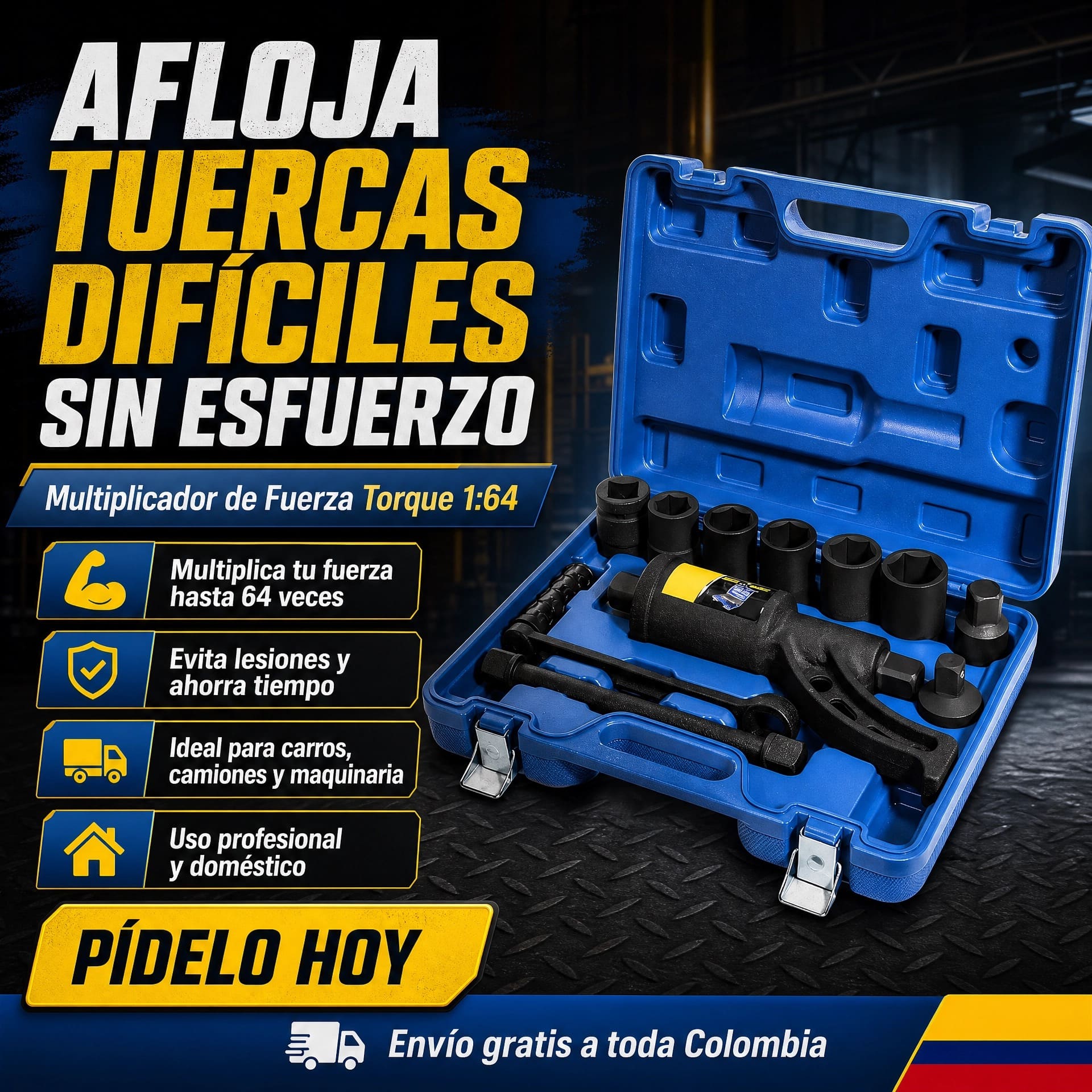 Multiplicador de Fuerza Torque + Kit de Copas