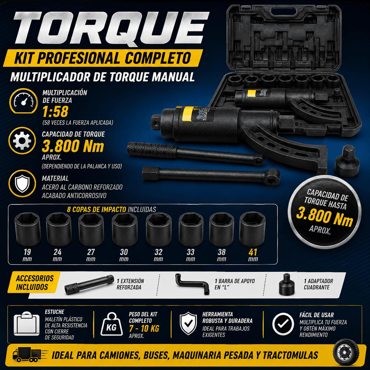 Multiplicador de Fuerza Torque + Kit de Copas