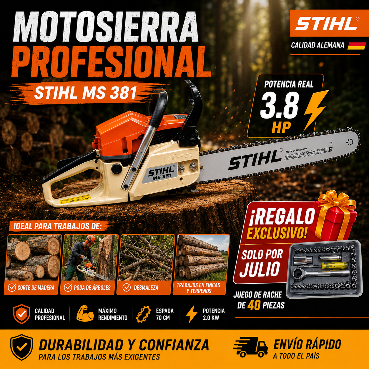 MOTOSIERRA MS381 STIHL 381  ESPADA 70 CM